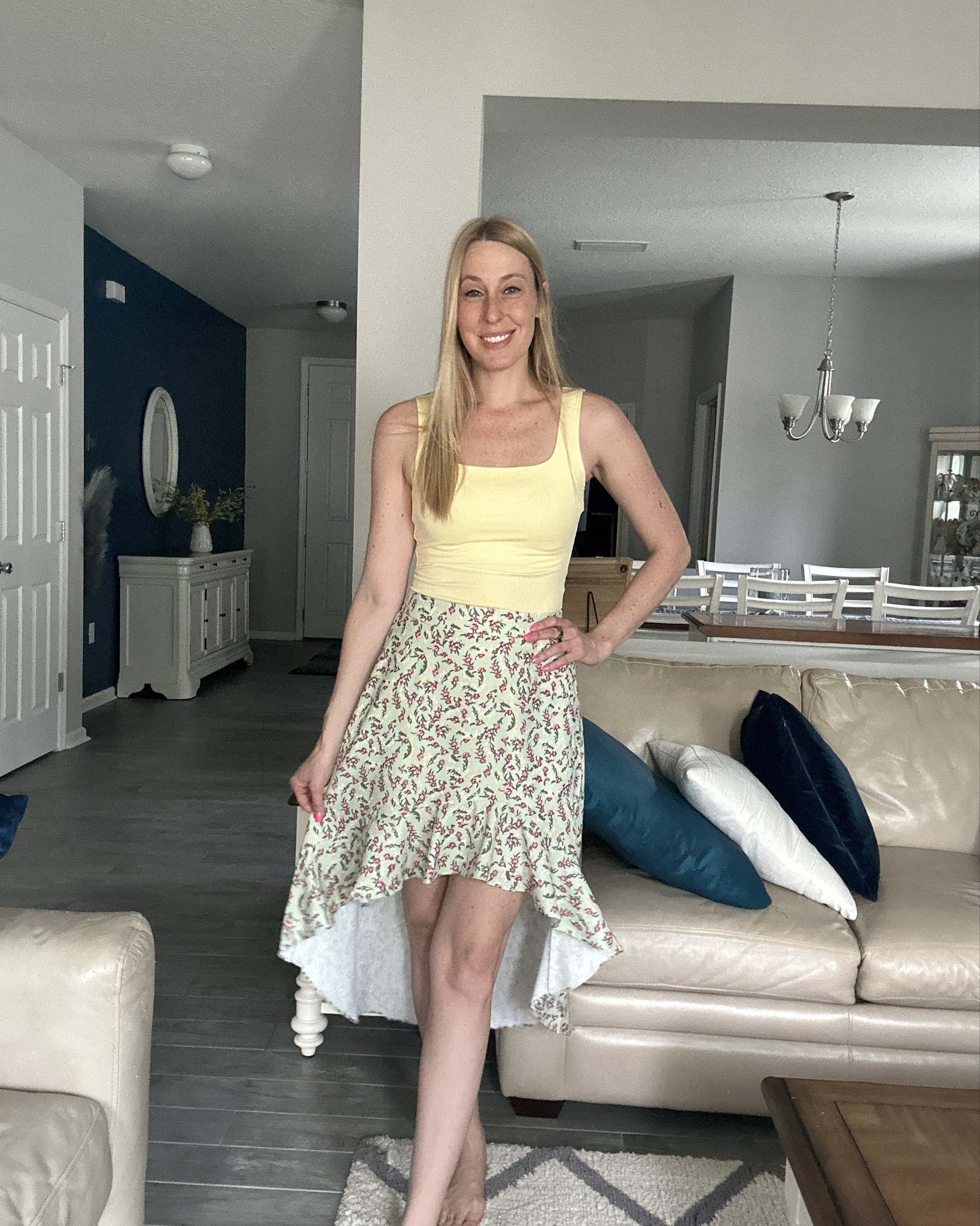 Fun floral hi low skirt 
🤍 these skirts look so good on long legs 
🤍 it is very stylish and stretchy 
🤍 fits true to size, wearing size small and I am 5’10”
🤍 Amazon fashion under $50 find

#LTKTall