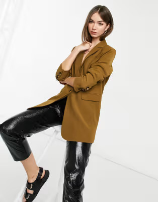 Y.A.S co-ord suit blazer in khaki moss | ASOS (Global)