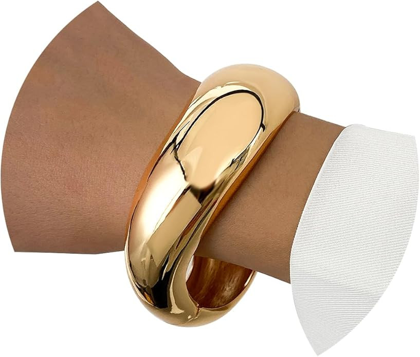 KISS WIFE Gold Bangles for Women, Chunky Gold Cuff Bracelets, Trendy Irregular Minimalist Open Wi... | Amazon (US)