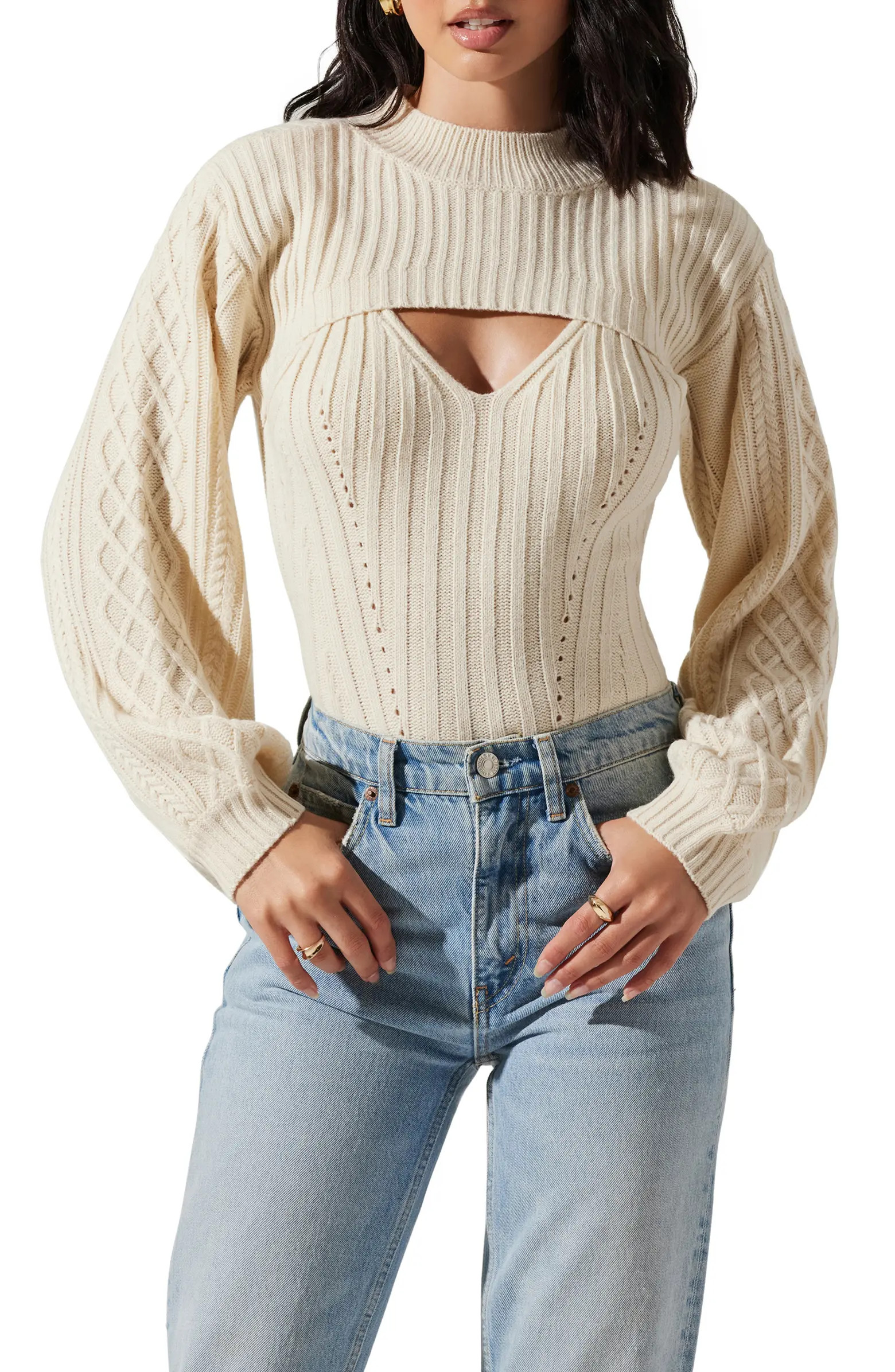 Cutout Mock Neck Sweater | Nordstrom