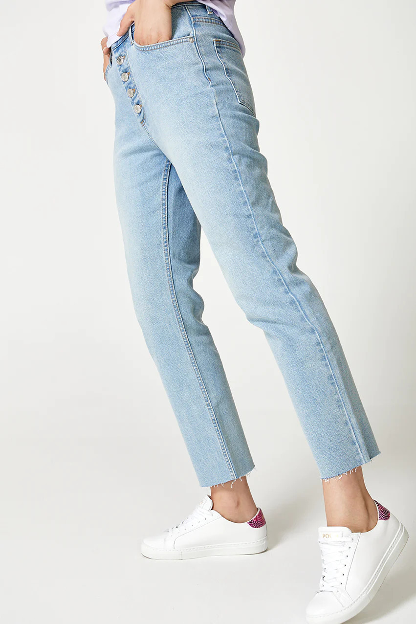 The Button Crop Mid Blue | Poco By Pippa