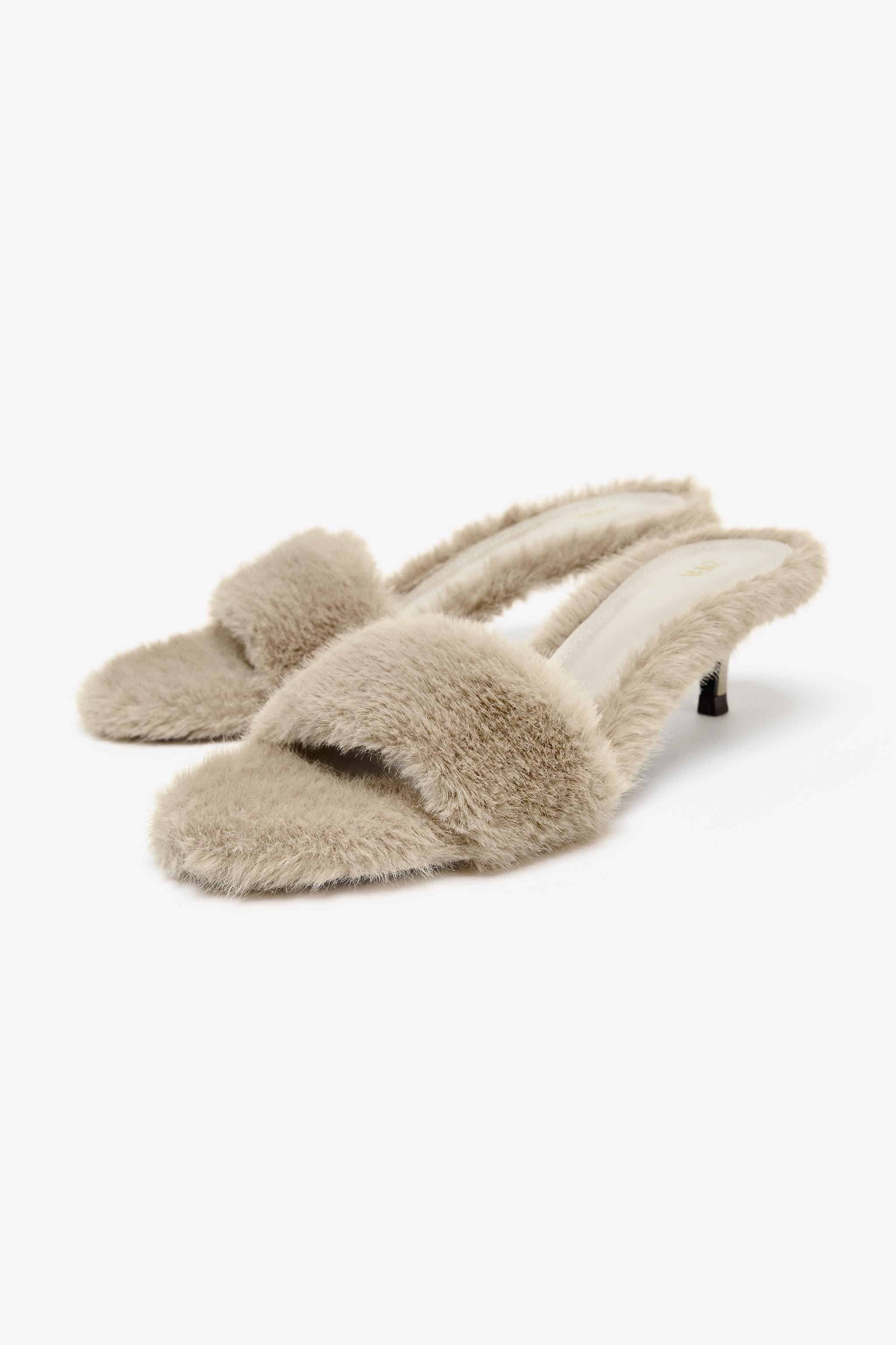 FAUX FUR HEELED SANDALS | Zara US