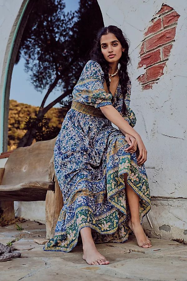 Golden Hour Border Maxi Dress by Free People, Teal Combo, M | Free People (Global - UK&FR Excluded)