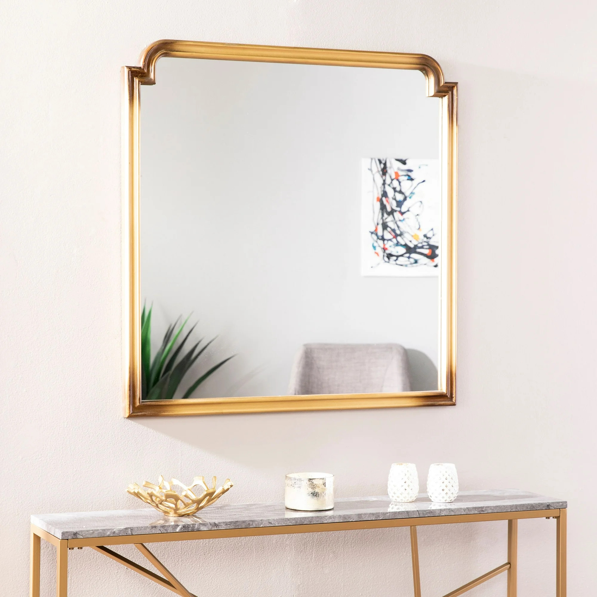 Loaka Art Deco Decorative Wall Mirror, Transitional, Gold | Walmart (US)
