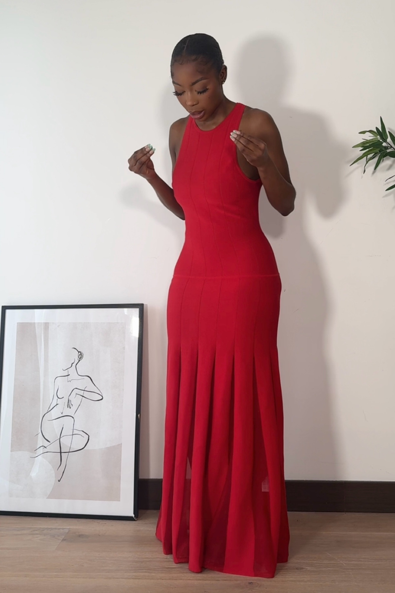 chinese dress ladies Flowy Red Maxi Dress with Cape | Beach Wedding Guest & Resort Wear main image 1