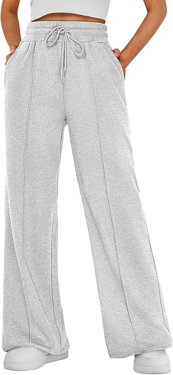 AUTOMET Women’s Wide Leg Sweatpants High Waisted Baggy Flared Pants Drawstring Athletic Joggers | Amazon (US)