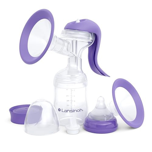 Lansinoh Manual Breast Pump, Breast Feeding Hand Pump with Comfortable Flange, Includes 5oz Baby Bottle with Slow Flow Nipple, Breastfeeding Essentials | Amazon (US)