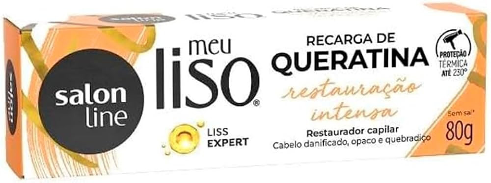 Salon Line, Recarga de Queratina, Meu Liso, Restauração Intensa, Vegana - Cabelos Lisos, 80 g | Amazon (BR)