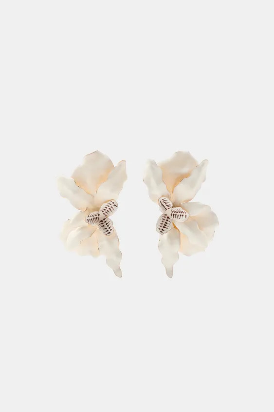 MAXI FAN FLOWER EARRINGS | Zara UK