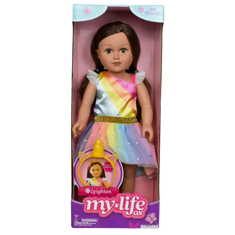 My Life As Leighton Posable 18 inch Doll, Brunette Hair, Brown Eyes - Walmart.com | Walmart (US)