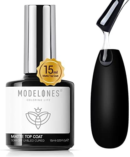 Modelones Matte Gel Top Coat, 15ml Gel No Wipe Matte Top Coat Soak Off Nail Lamp Gel Nail Polish ... | Amazon (US)