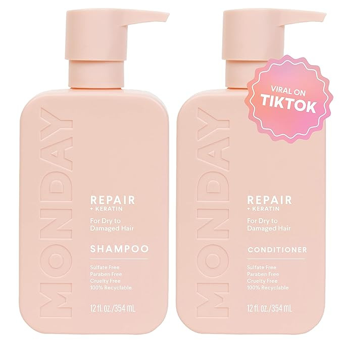 MONDAY HAIRCARE Repair Shampoo and Conditioner Set 12oz for Dry to Damaged Hair, Made with Kerati... | Amazon (US)