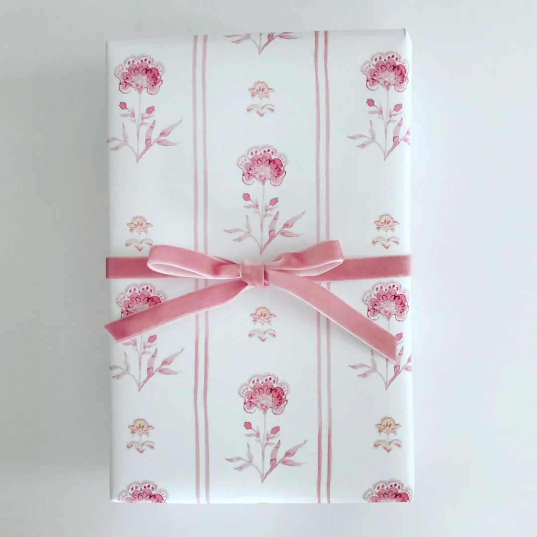Wrapping Paper: Pink Juliet Floral gift Wrap, Birthday, Holiday, Christmas - Etsy | Etsy (US)