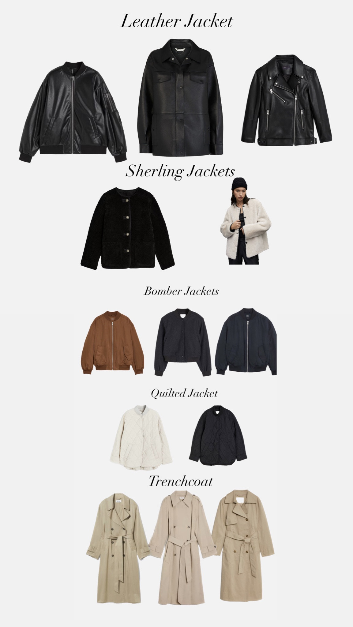 Autumn winter Outerwear 
New season 
Trenchcoat
Leather jacket 
Shearling jacket 
Quilted jacket 

#LTKeurope #LTKover40 #LTKstyletip