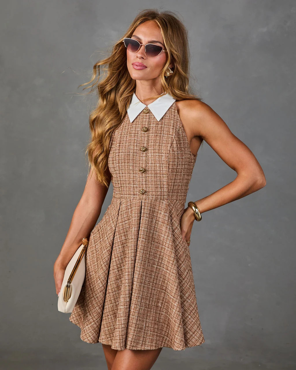 Quiet Keepsake Collared Tweed Mini Dress | VICI