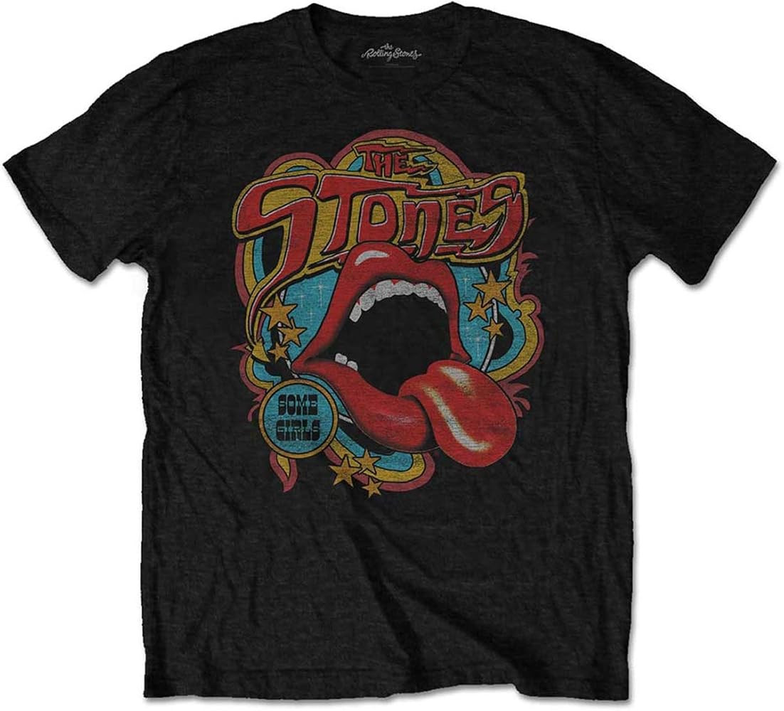 Rolling Stones Men's Retro 70's Vibe Vintage T-Shirt Black | Amazon (US)