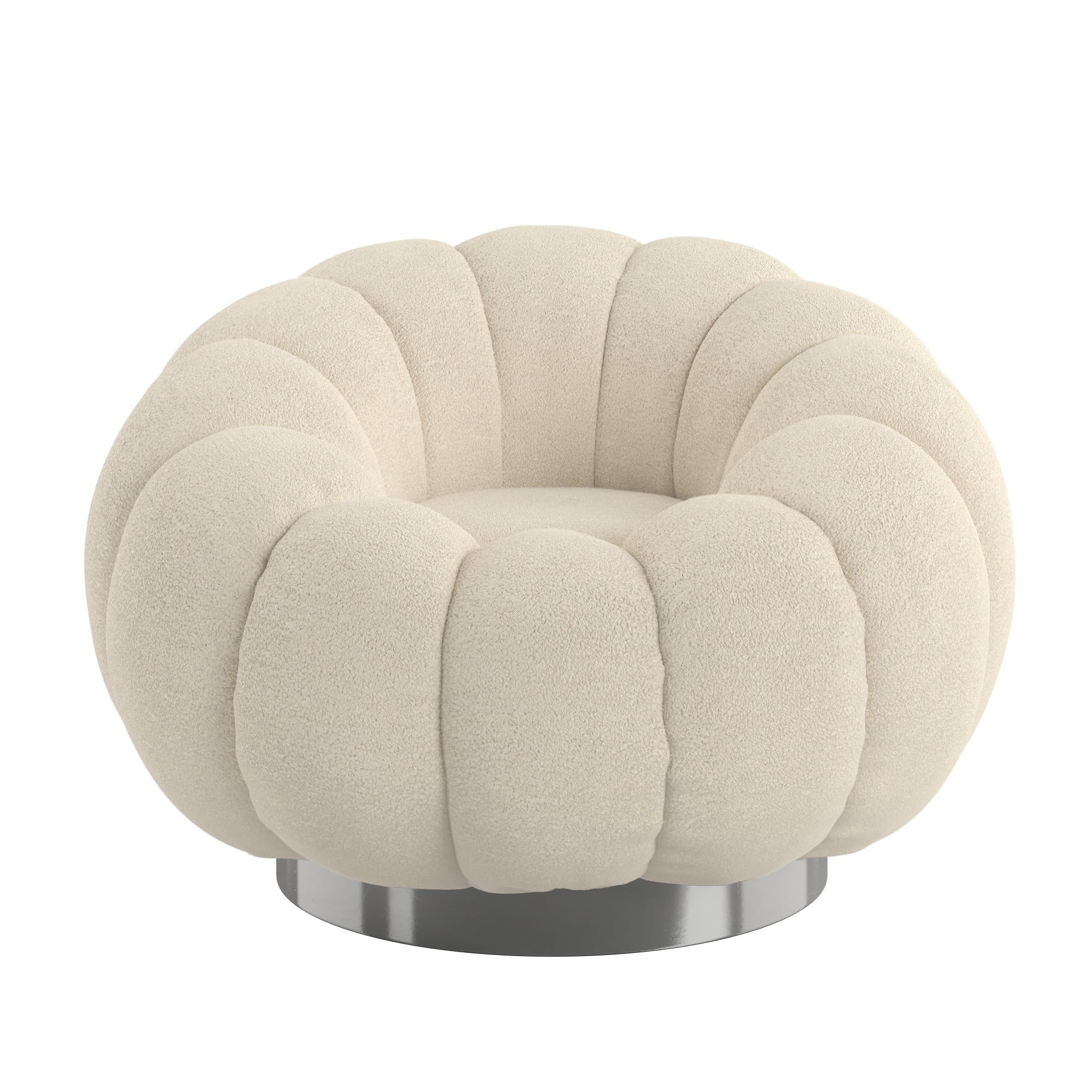 White Modern Swivel Single Lazy Sofa Chair, Pumpkin Shape Chair for Living Room, Bedroom,Comforta... | Amazon (US)