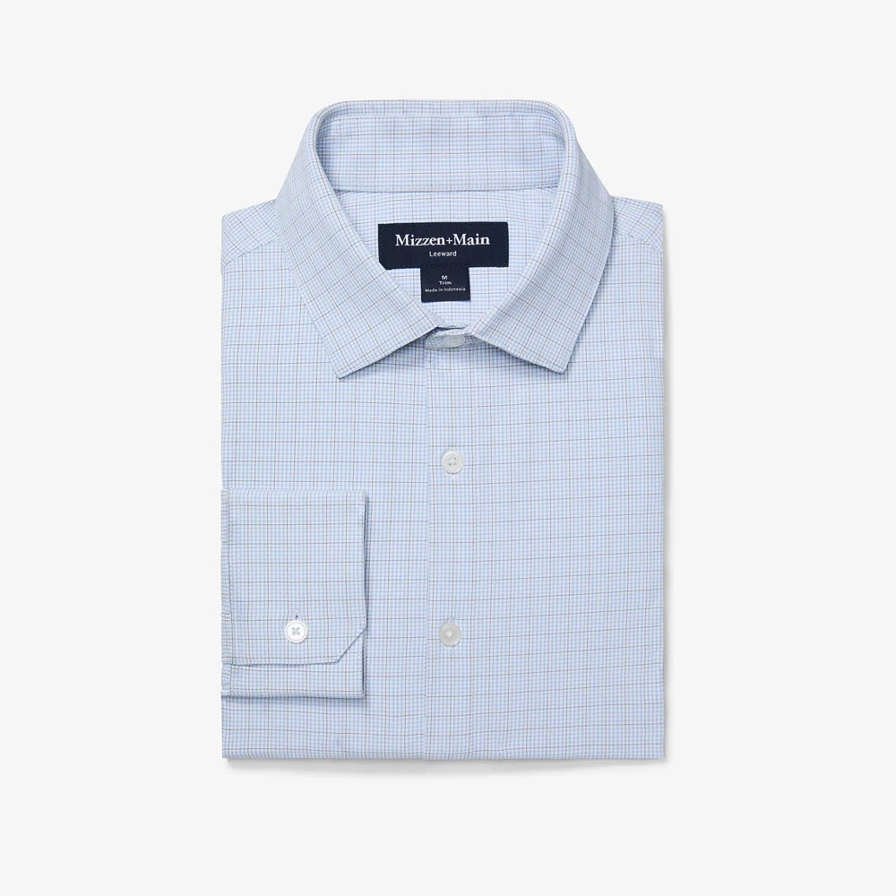 Leeward Dress Shirt - Light Blue Mini Plaid | Mizzen + Main