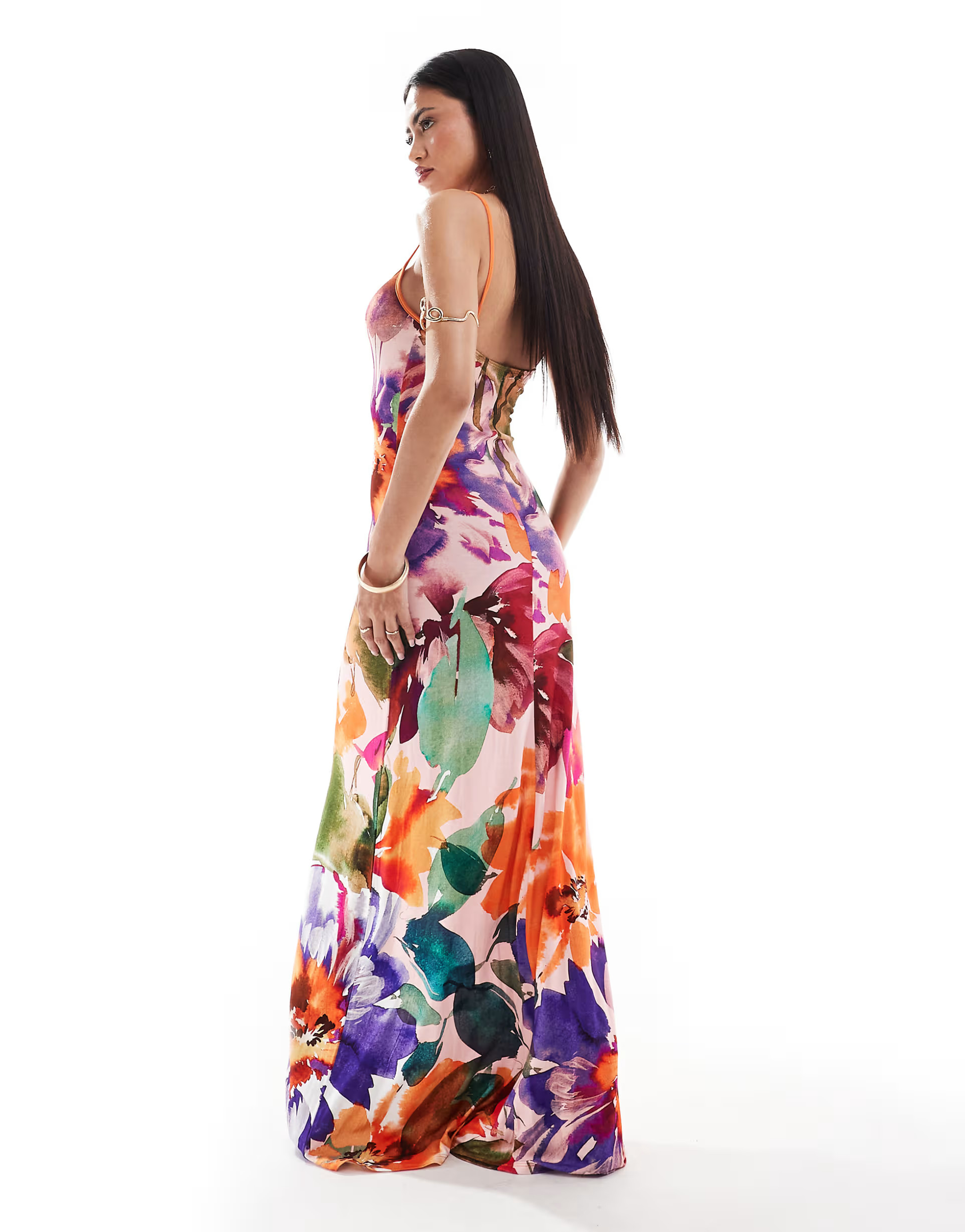 ASOS DESIGN scoop cami midaxi dress with contrast binding in vibrant floral print | ASOS (Global)