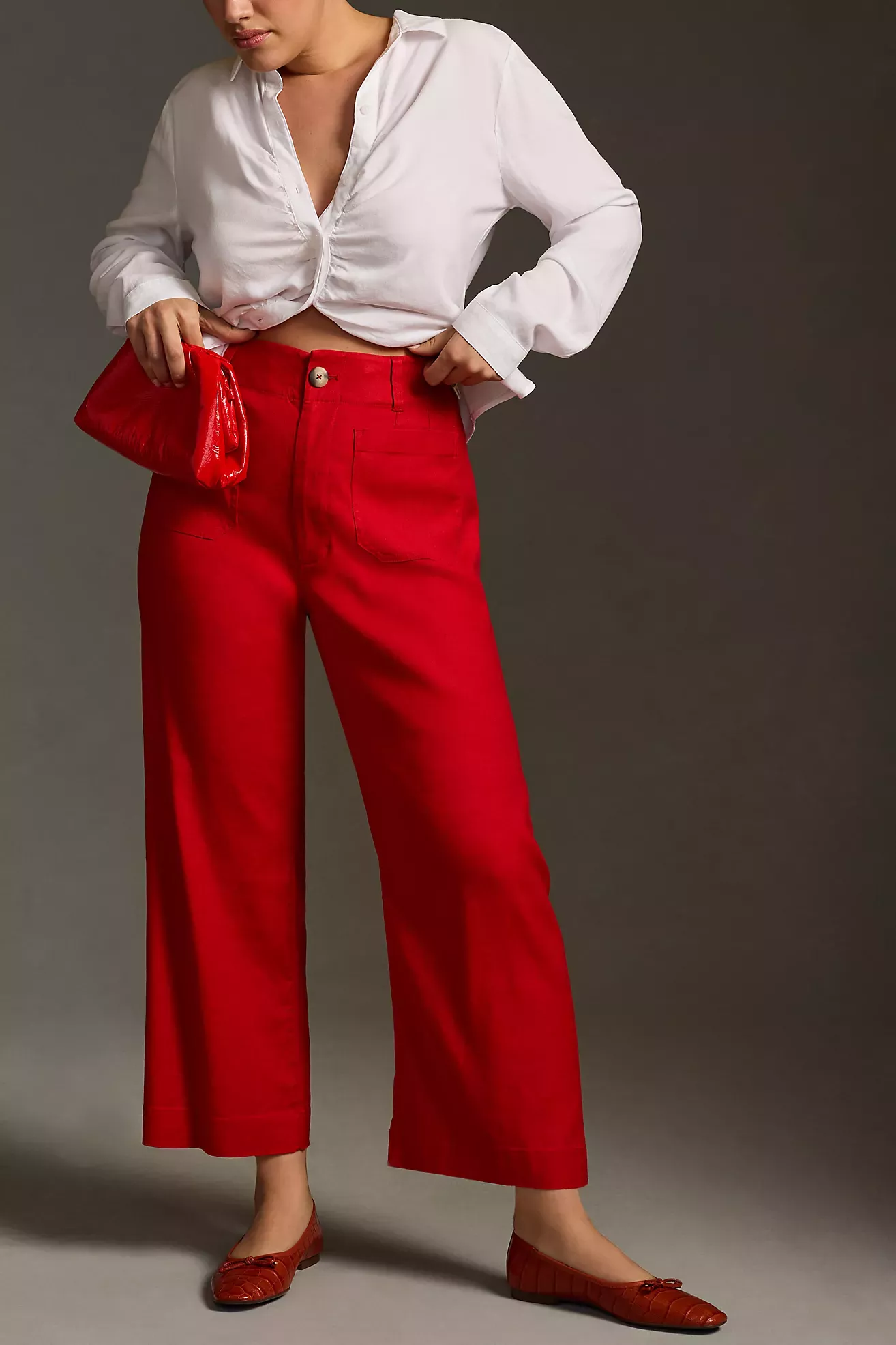 The Colette Cropped Wide-Leg Linen Pants by Maeve