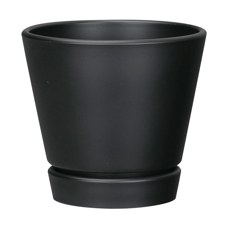 Mainstays Recycled Resin Planter with Attached Saucer, Black, 5.9in x 5.9in x 5.5in - Walmart.com | Walmart (US)
