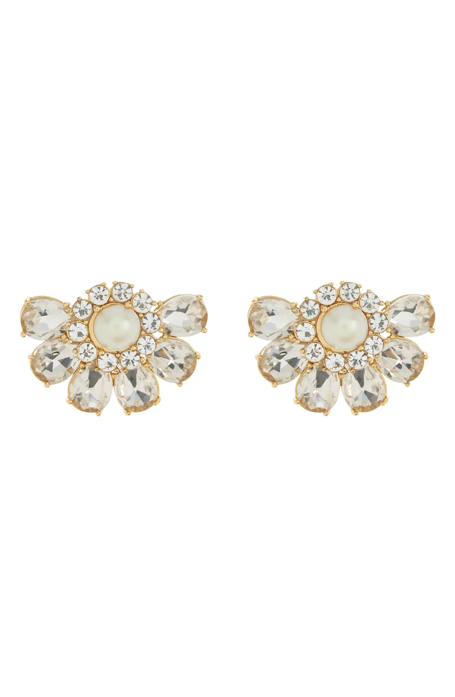 imitation pearl crystal cluster fan stud earrings | Nordstrom Rack