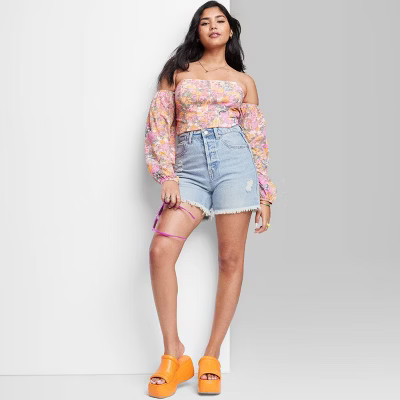 Women's High-Rise Cutoff Midi Jean Shorts - Wild Fable™ | Target