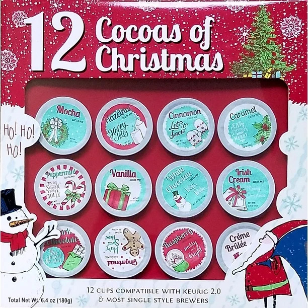 12 Cocoas of Christmas - 12 K Cups - Premium Holiday Cocoa - Gift Set - Walmart.com | Walmart (US)