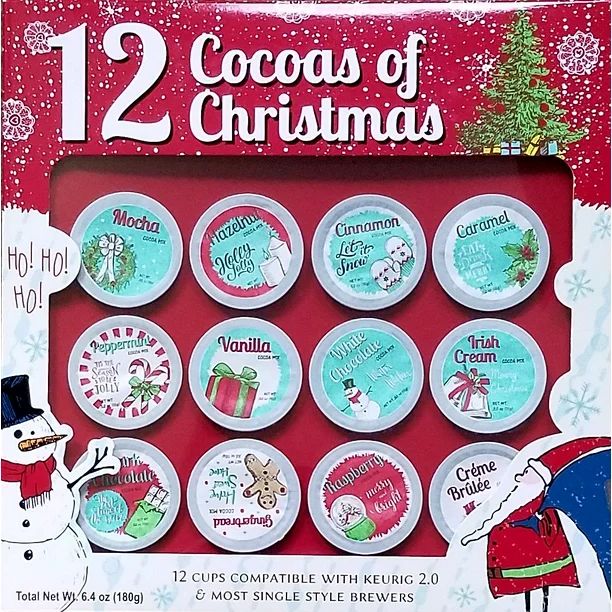 12 Cocoas of Christmas - 12 K Cups - Premium Holiday Cocoa - Gift Set - Walmart.com | Walmart (US)