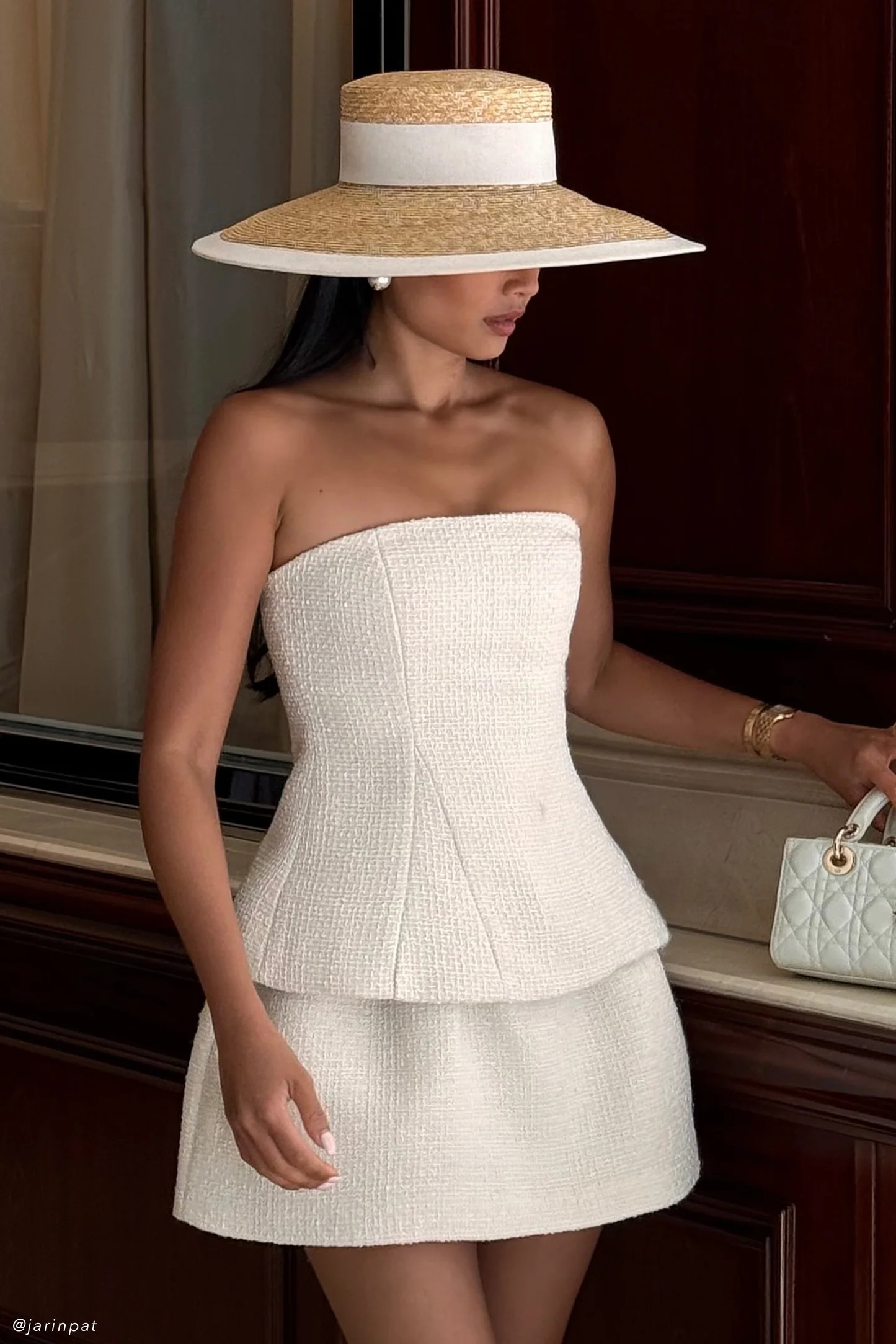 Strapless Boucle Top - Ivory | MESHKI US