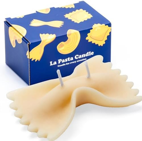 Funny Farfalle Pasta Noodle Candle – Creamy Vanilla Scented Soy Wax Candle, Food-Shaped Gag Gif... | Amazon (US)