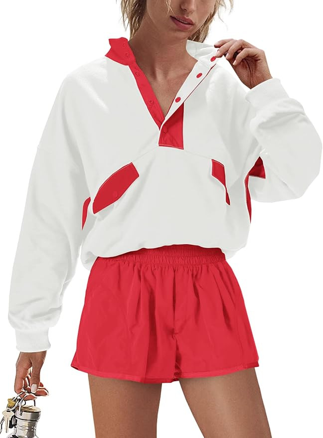 Nirovien Womens Workout Sets Short Athletic Set Activewear 2 Piece Outfits Pullover Sweatshirt an... | Amazon (US)