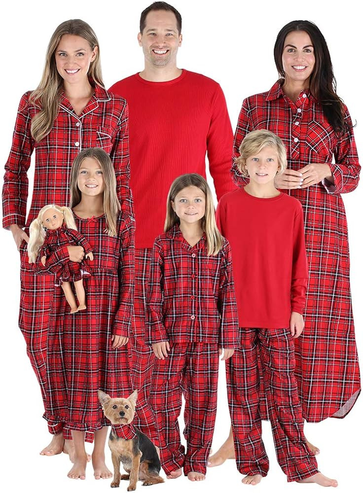 SleepytimePJs Matching Family Christmas Pajama Sets, Red Flannel | Amazon (US)