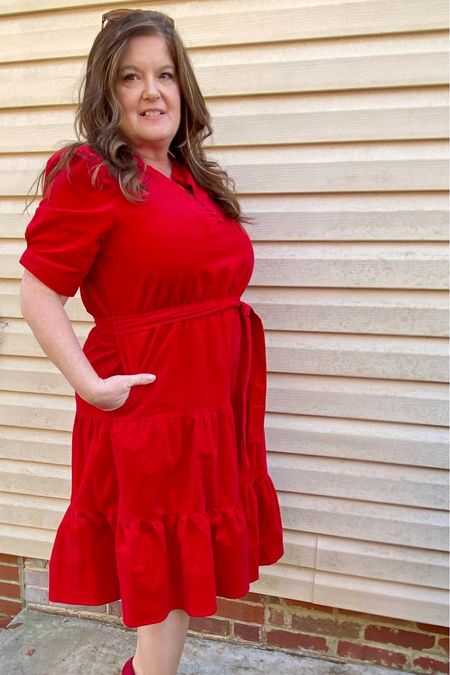 Draper James red velvet dress. Perfect for Valentine’s Day, Christmas or any day. Super comfortable and soft. #ValentinesDayOutfit #Valentines #Dress 

#LTKworkwear #LTKSeasonal #LTKfindsunder100
