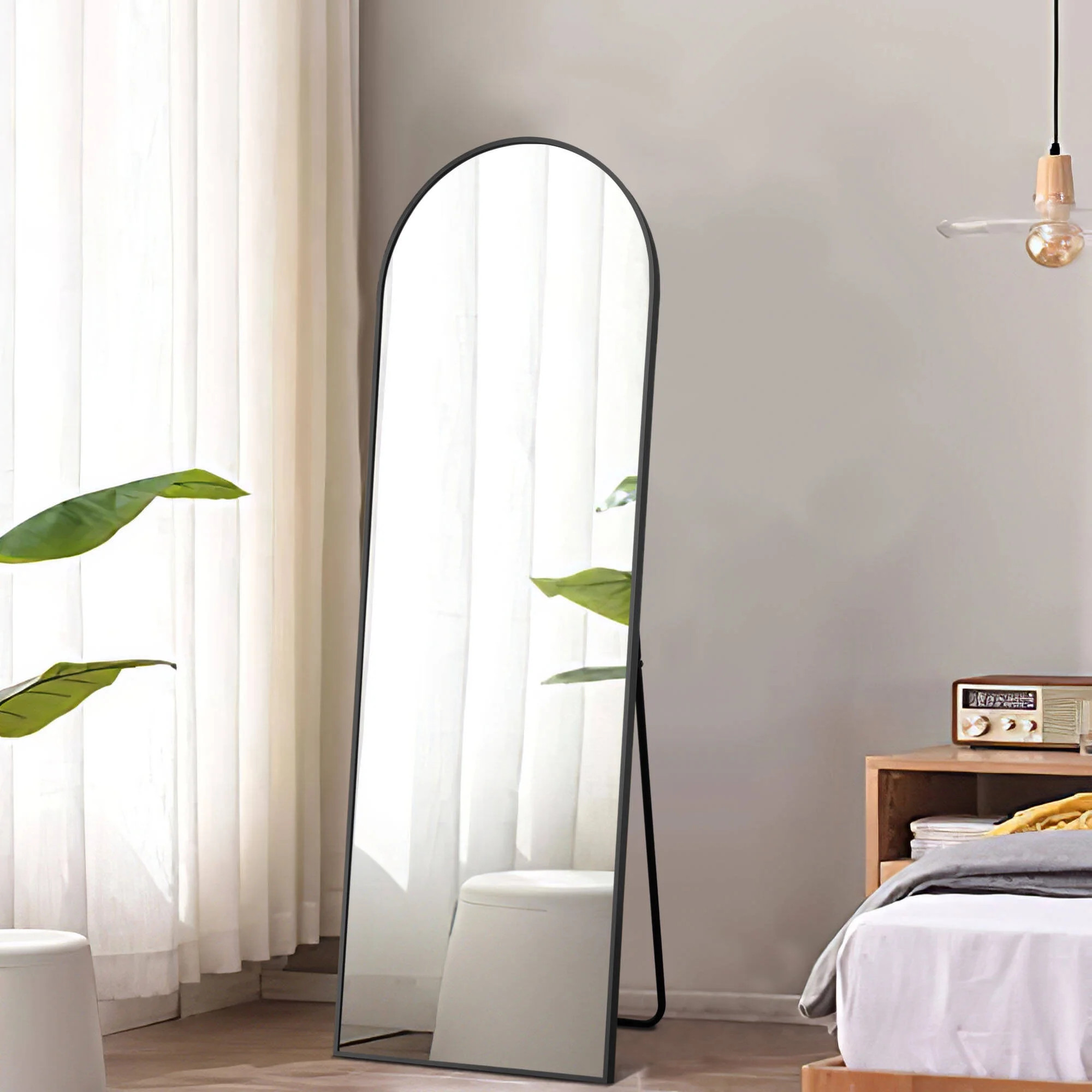 Neutype Aluminum Alloy Full-length Mirror Arch Decorative Mirror 64"*21",Black with Bracket | Walmart (US)