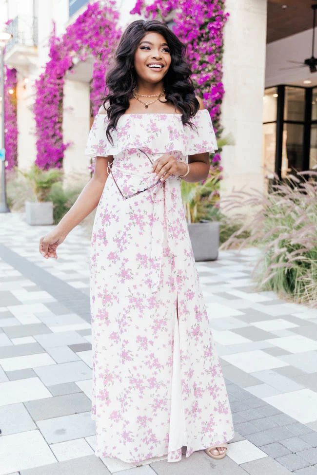 One Dance Floral Maxi Ivory Dress | The Pink Lily Boutique