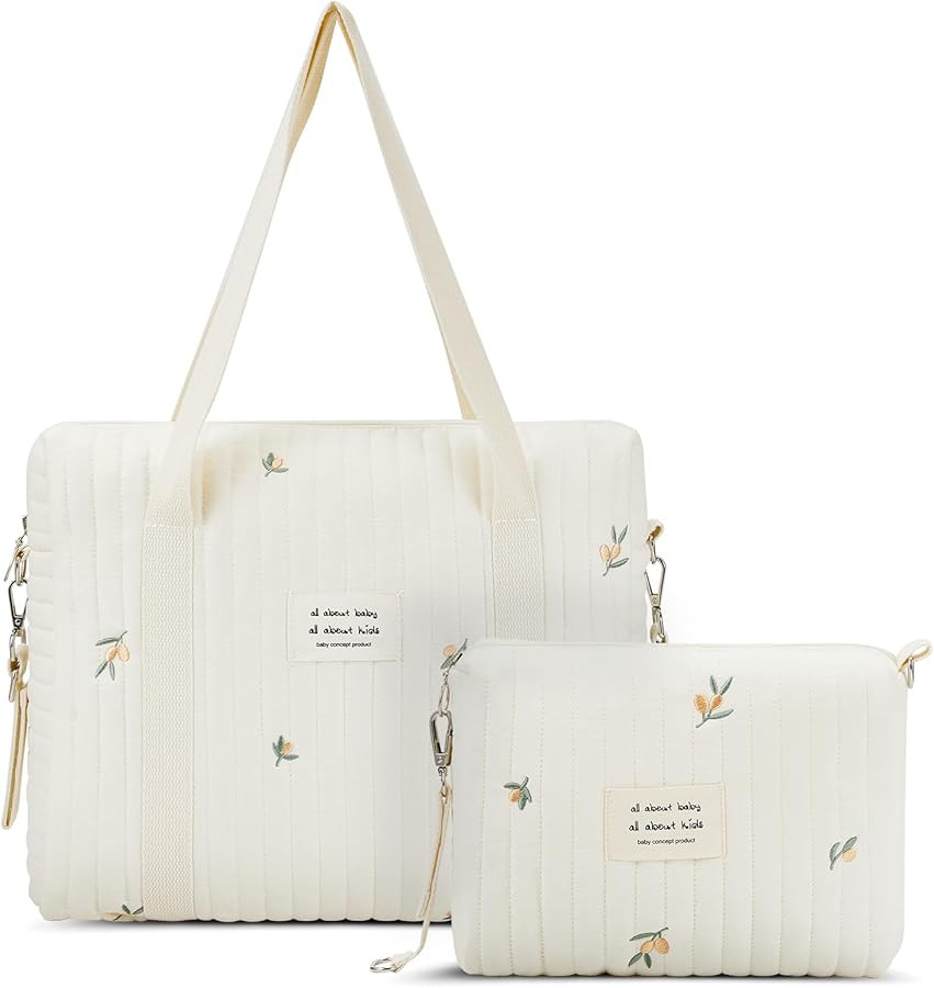 2 Pcs Diaper Bag Tote for Baby Small Multifunction Maternity Bag Quilted Cotton Cute Stroller Sto... | Amazon (US)