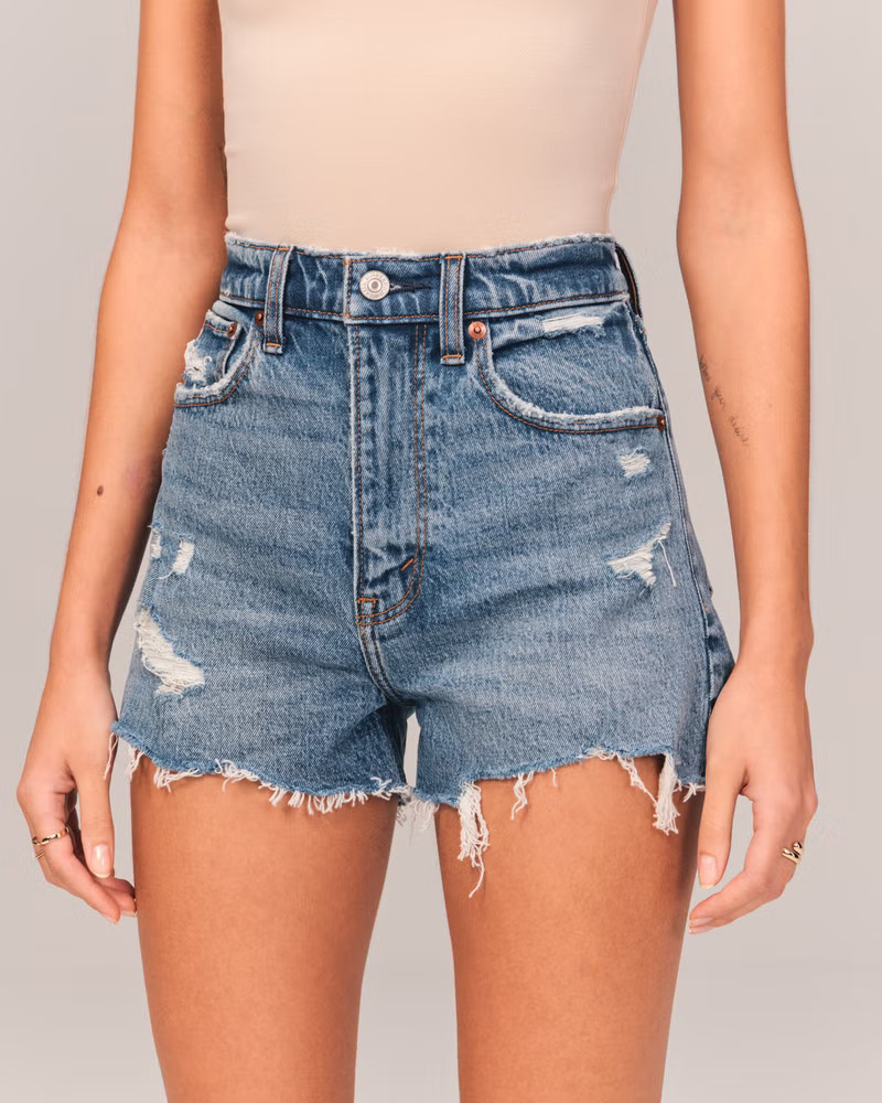 High Rise Mom Short | Abercrombie Shorts | Abercrombie Spring | Distressed Jeans Spring Shorts 2023 | Abercrombie & Fitch (US)