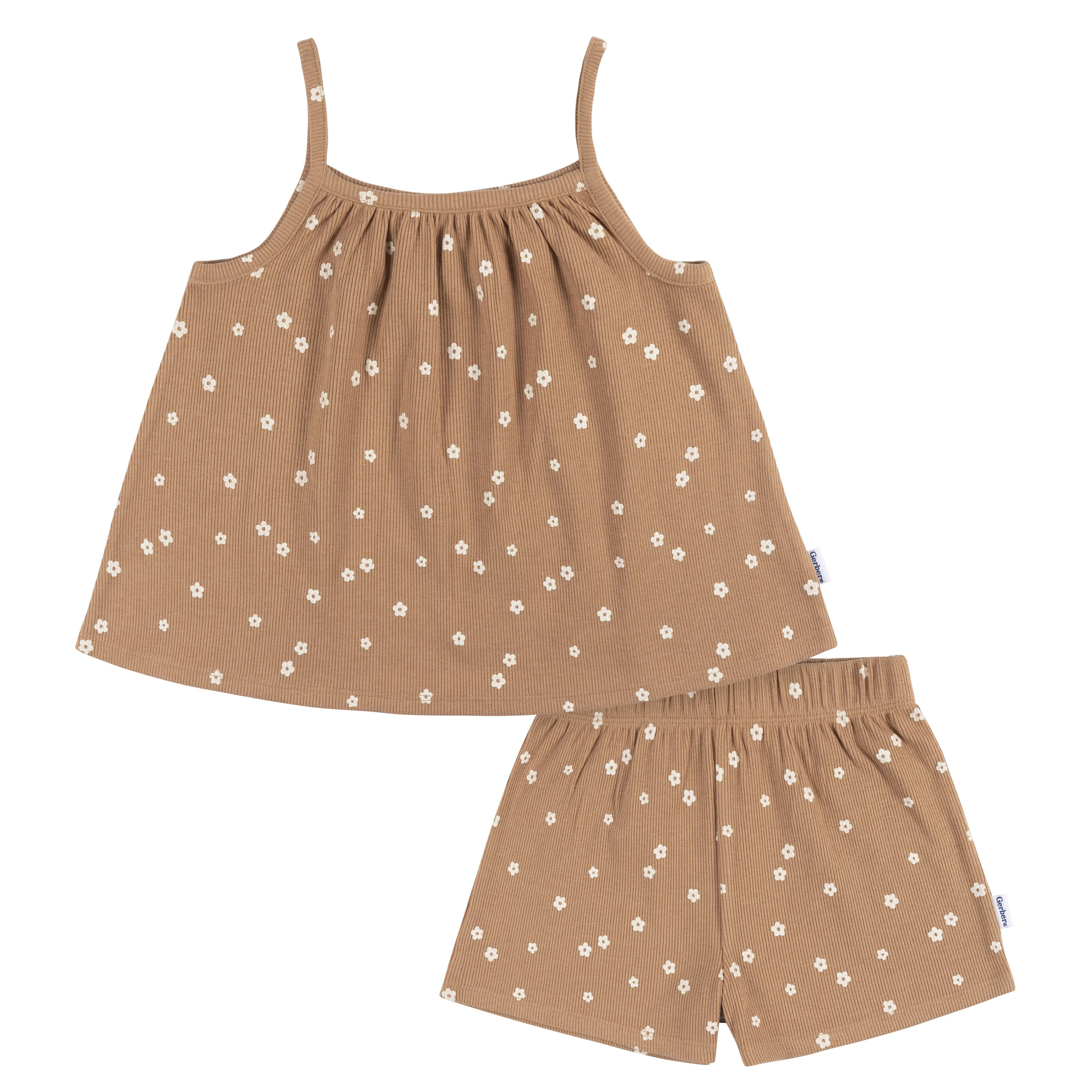 Gerber Baby and Toddler Girl Sleeveless Tank Top and Shorts Set, 2 Piece, 12 Months - 5T | Walmart (US)