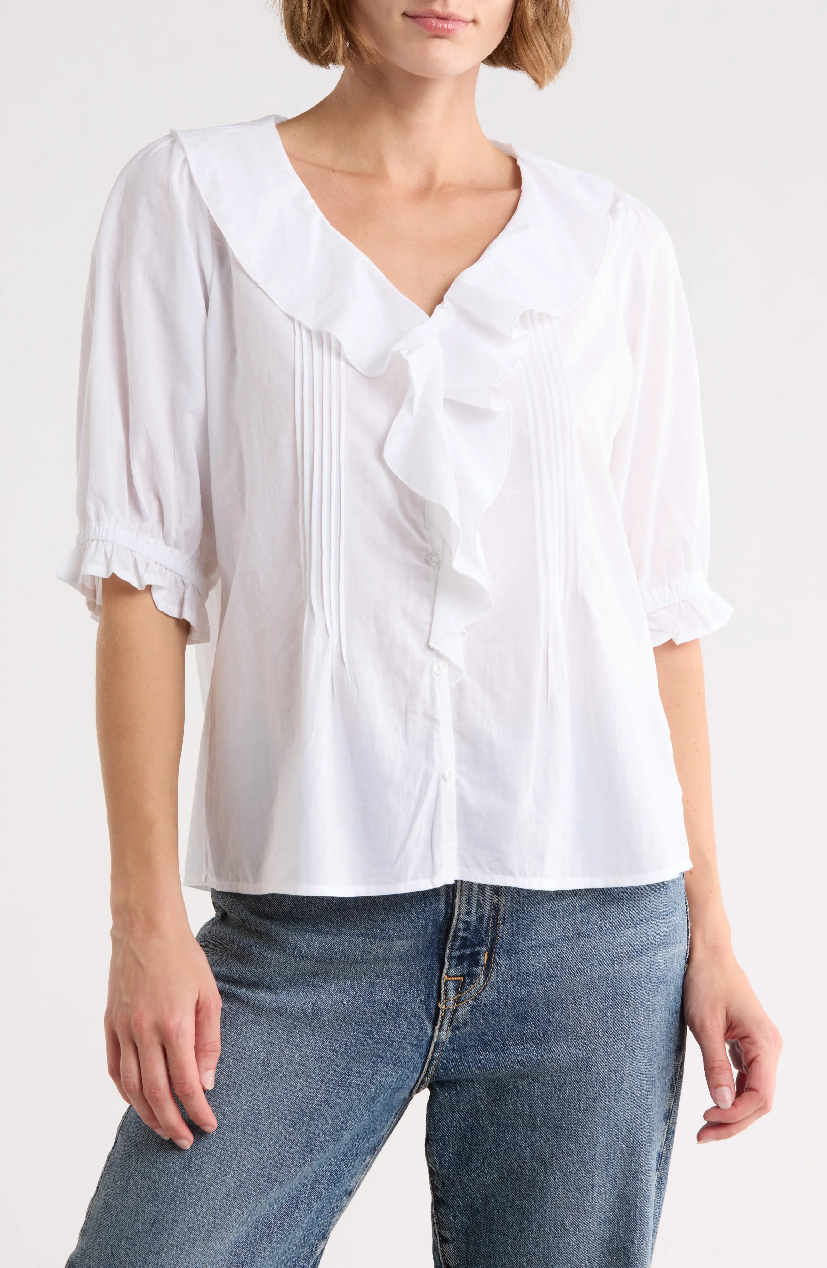 Trove New York Romantic Ruffle Button-Up Shirt (Women) | Nordstromrack | Nordstrom Rack