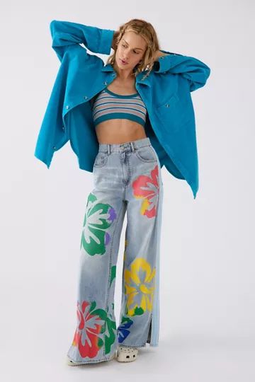 BDG Skater Baggy Jean - Hibiscus Print | Urban Outfitters (US and RoW)