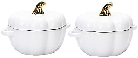 MDZF SWEET HOME Ceramic Pumpkin Bowl, Individual Casserole, Baking Bowl for Oven Bakeware with Li... | Amazon (US)