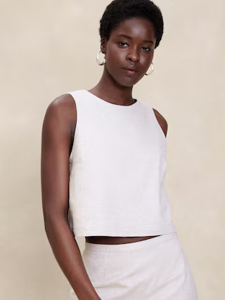 Linen-Blend Crop Shell | Banana Republic Factory