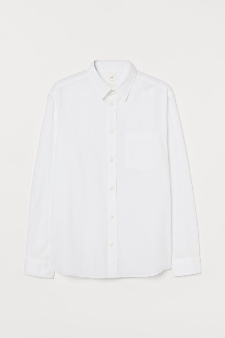 H & M - Regular Fit Linen-blend Shirt - White | H&M (US + CA)