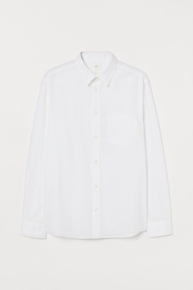 H & M - Regular Fit Linen-blend Shirt - White | H&M (US)