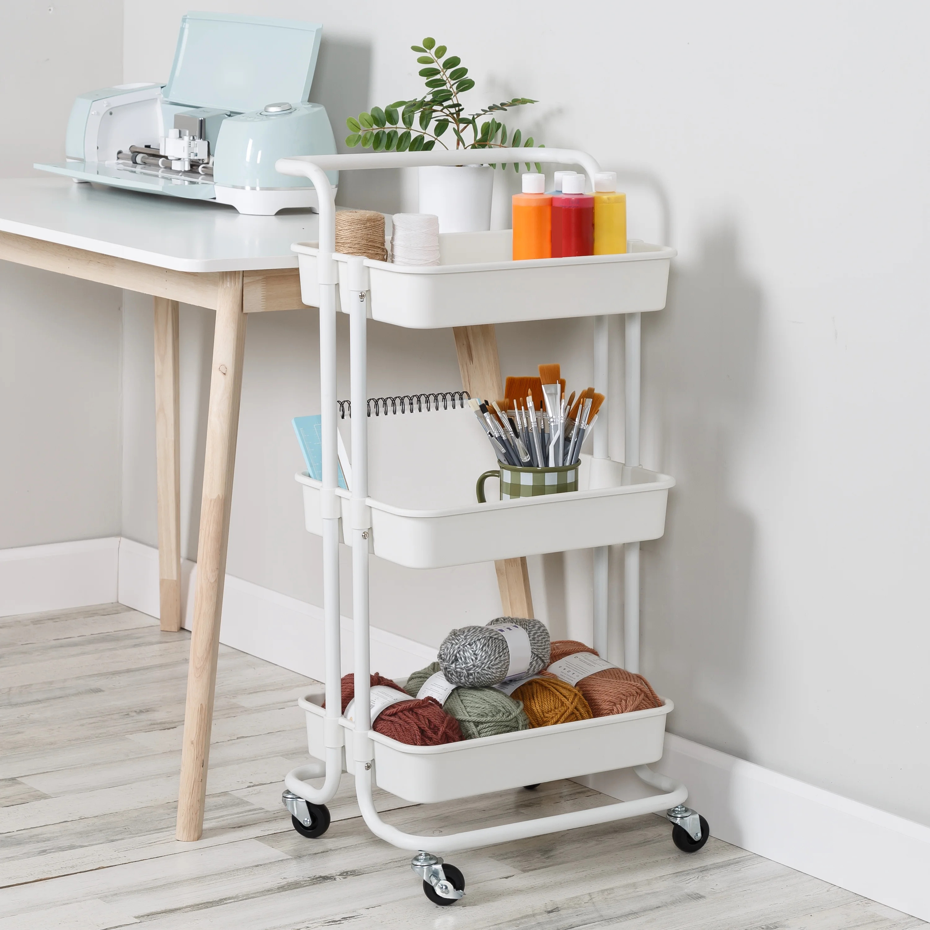 Honey-Can-Do 3-Tier Rolling Craft Cart with Handle, White | Walmart (US)