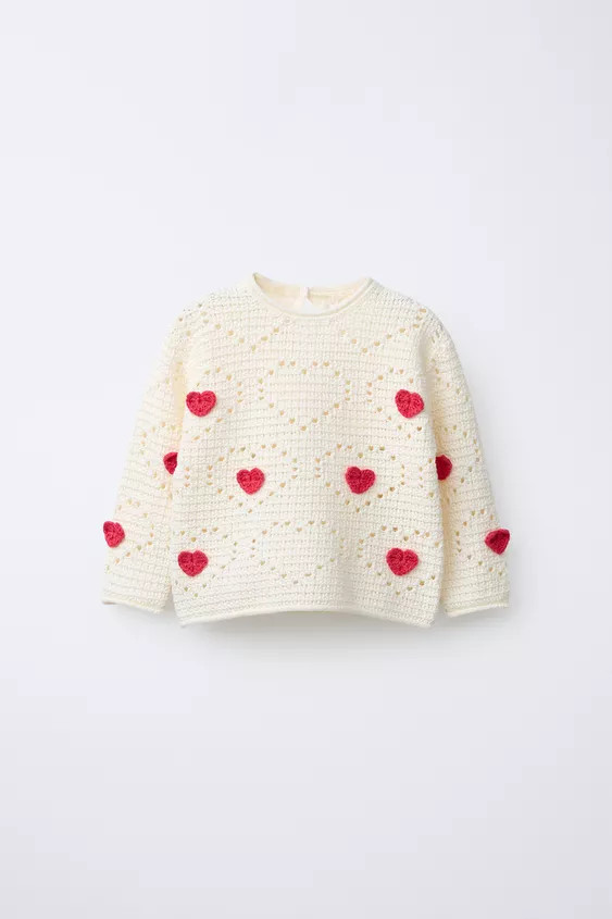 CROCHET KNIT HEART JUMPER | Zara US