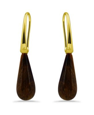Macy's 14K Gold Plated Multi Genuine Stone Teardrop Earrings - Rose Quartz | Macy's