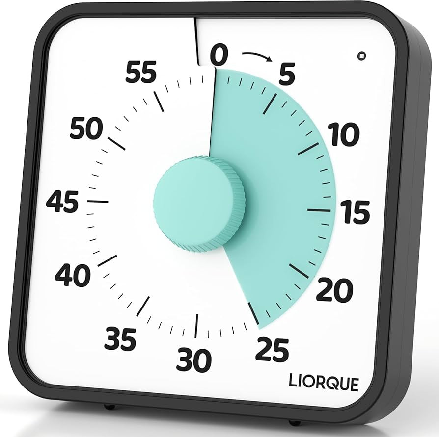 LIORQUE 60 Minute Visual Timer for Kids and Adults, Non-Ticking 7.5 Inch Large Visual Countdown T... | Amazon (US)