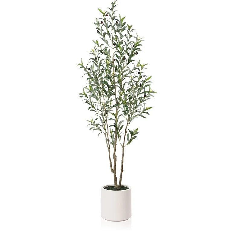 6FT Artificial Muti-Trunk Olive Tree Plants with 10.6 inches Large White Planter. 10 lb. DR.Planz... | Walmart (US)